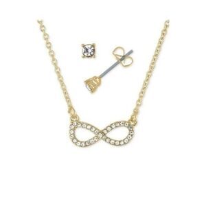 Crystal Stud Earrings & Infinity Pendant Necklace Set Rachel Roy